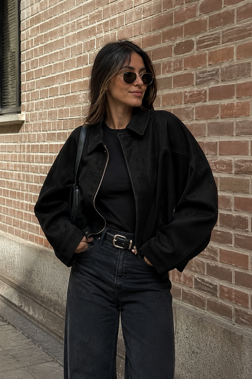 Campera de Gamuza Manila Negro