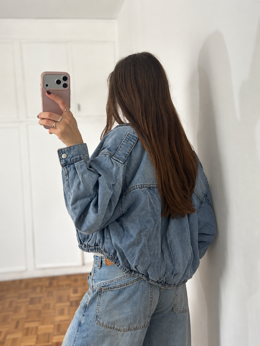 Campera Jean Indie Celeste, campera bomber de jean oversize azul claro
