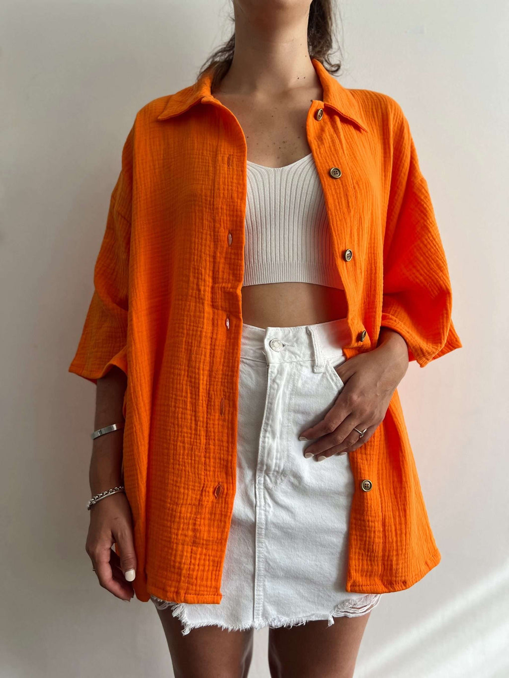 Sobrecamisa Libra Naranja Muselina Unisex sin cambio