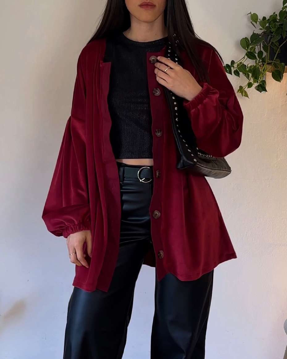 Sobrecamisa Plush Mística Bordó sin cambio